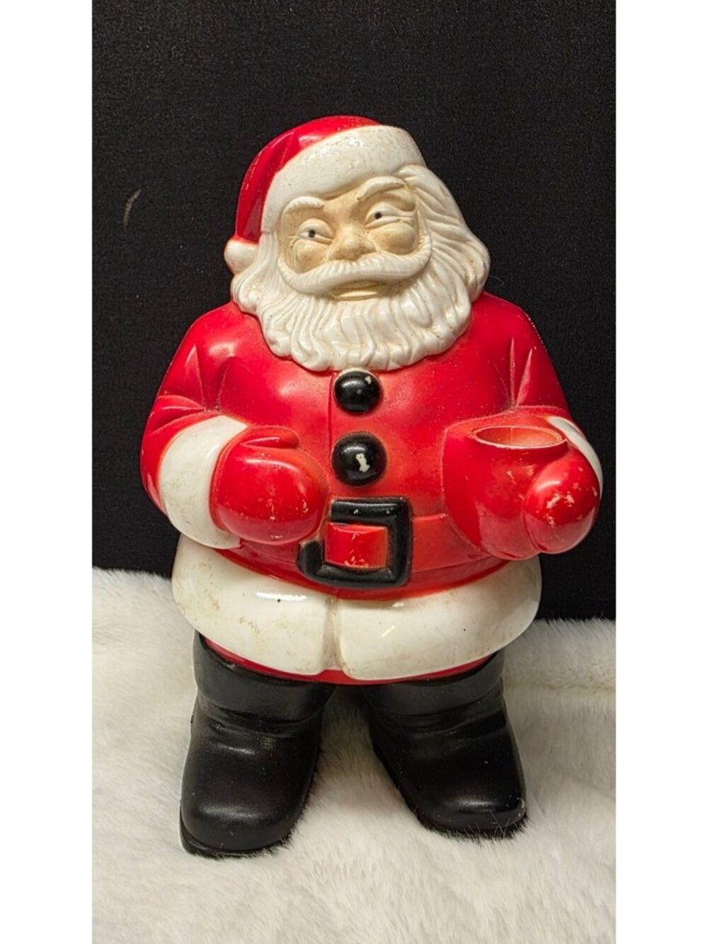 Vintage Hard Plastic Blow Mold 7" Santa Claus Figurine Retro Christmas Decor